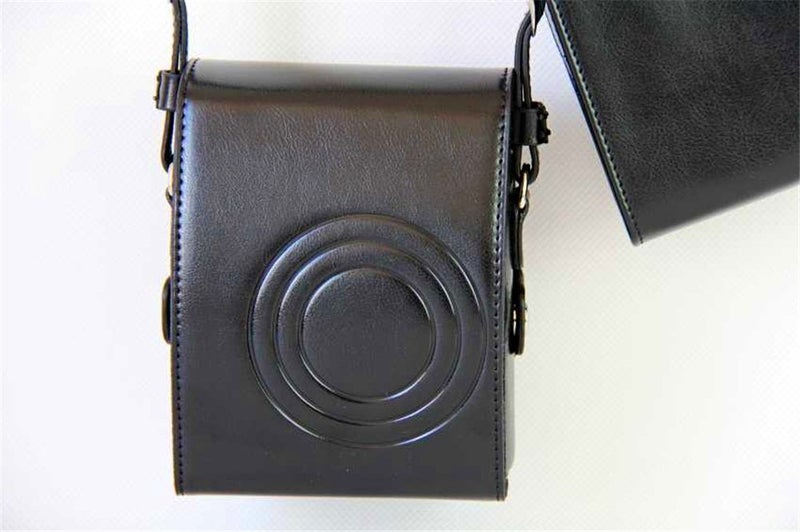 BolinUS Fuji Mini 90 case, BolinUS Handmade PU Leather FullBody Camera Case Bag Cover for Fujifilm Instax Mini 90 with Neck Strap Battery Bag -Black - Image 3